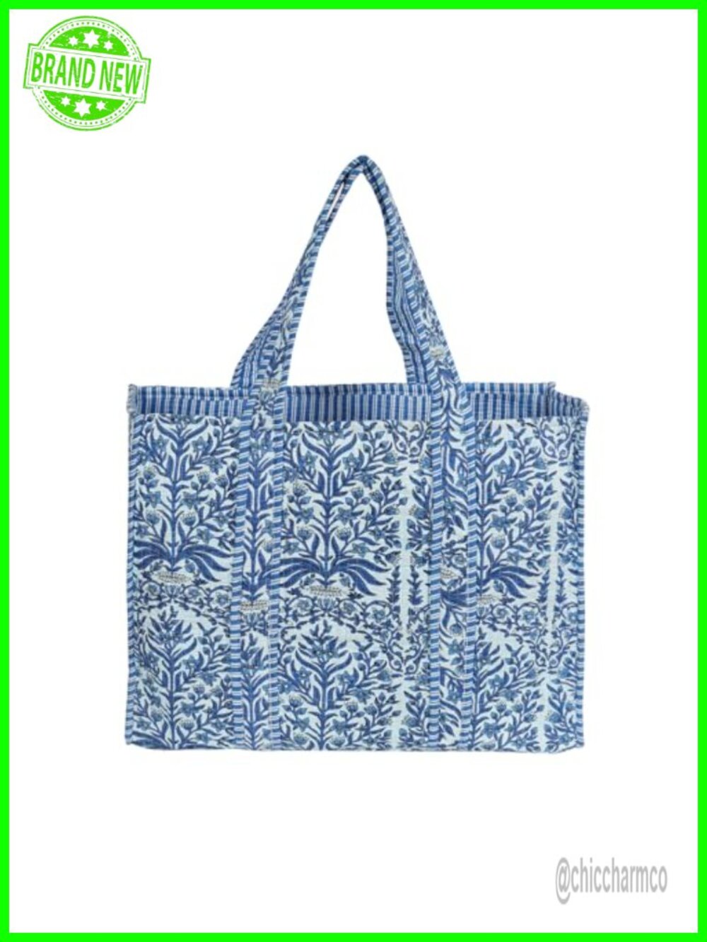 Cotton Quilted Tote Bag Lightweight Shoulder Travel Bag Grocery Beach